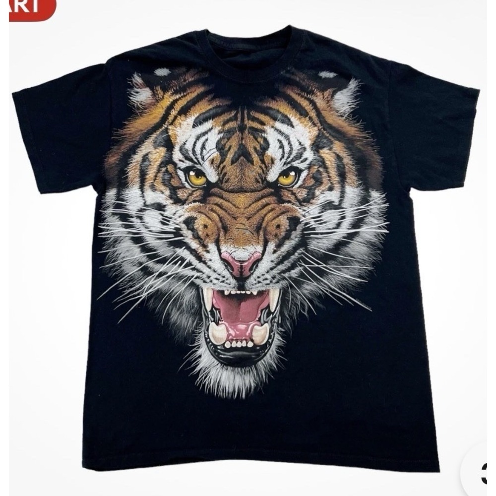 Liquid Blue Bengal Tiger Print T-Shirt Size Large Mens Black Tee New